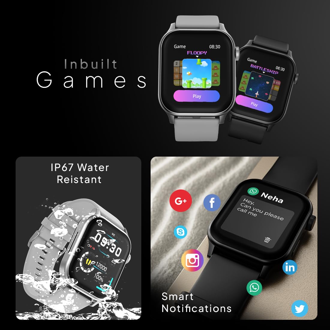 Dodder Smart Fitness Band with Touch Control, Workout Modes, Quick Charge & Water Resistance