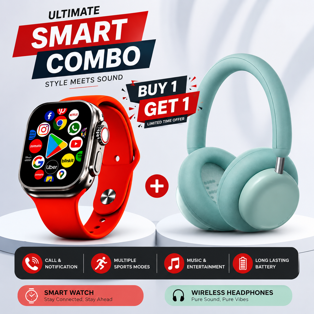 Shoppverse Connect 4G™ + Wireless Headphones Combo