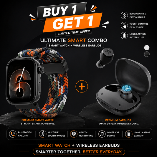 Shoppverse Sport X™ Smart & Sound Combo – Sport X™ Smartwatch + TWS Pro Wireless Bluetooth Earbuds