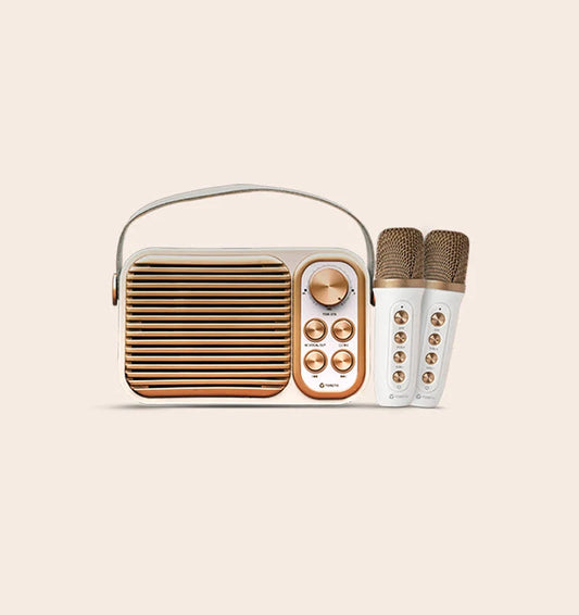 Shopverse Retro Wireless Karaoke Speaker with Dual Microphones